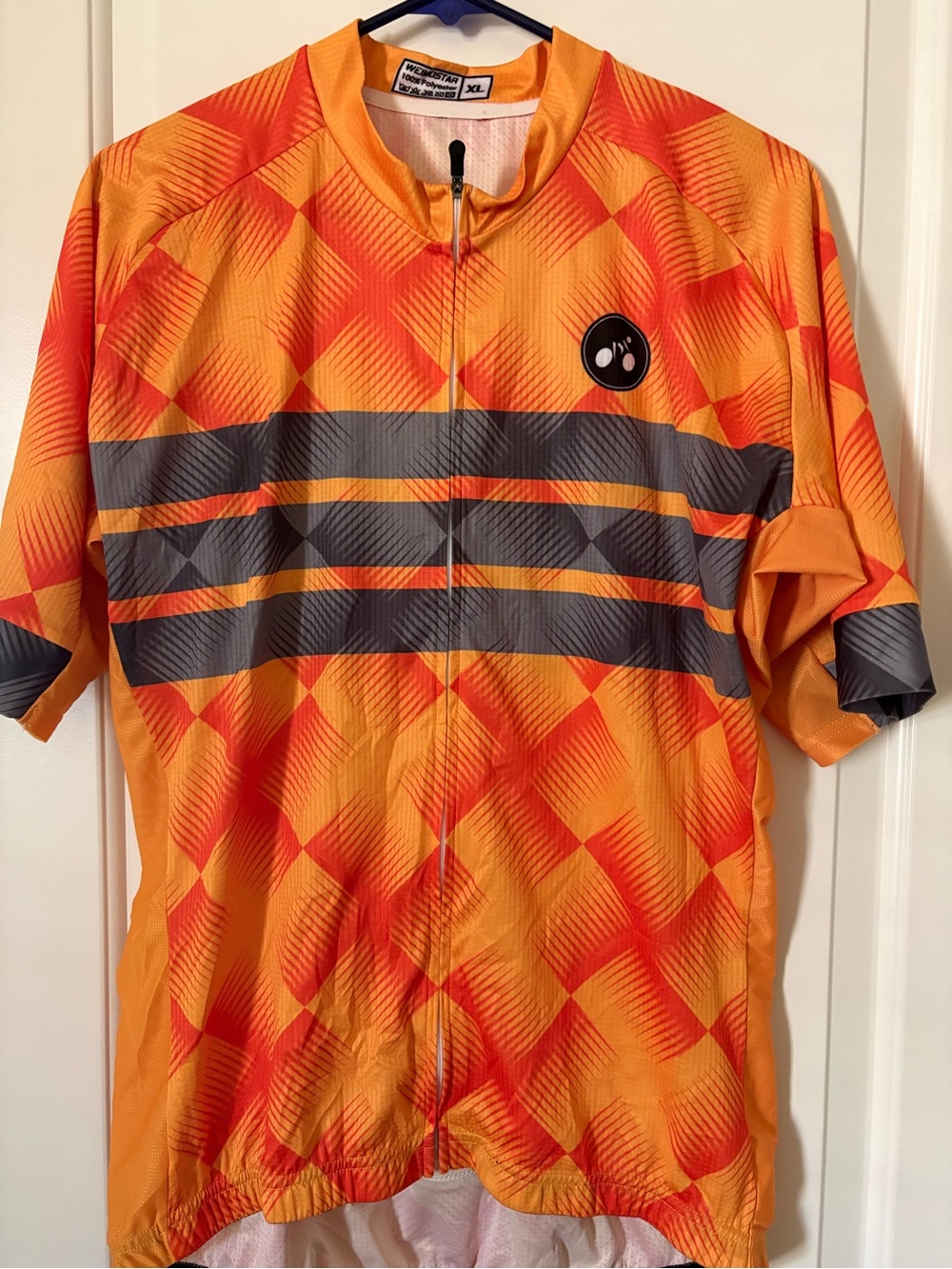 🚴 🚴 WeimostarMen's Bright Orange & Red Cycling Jersey with Gray Stripes XL
